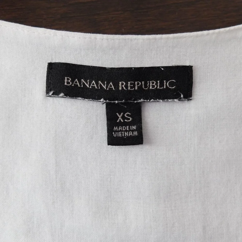 Banana Republic White Linen Cotton Peplum Top Size XS